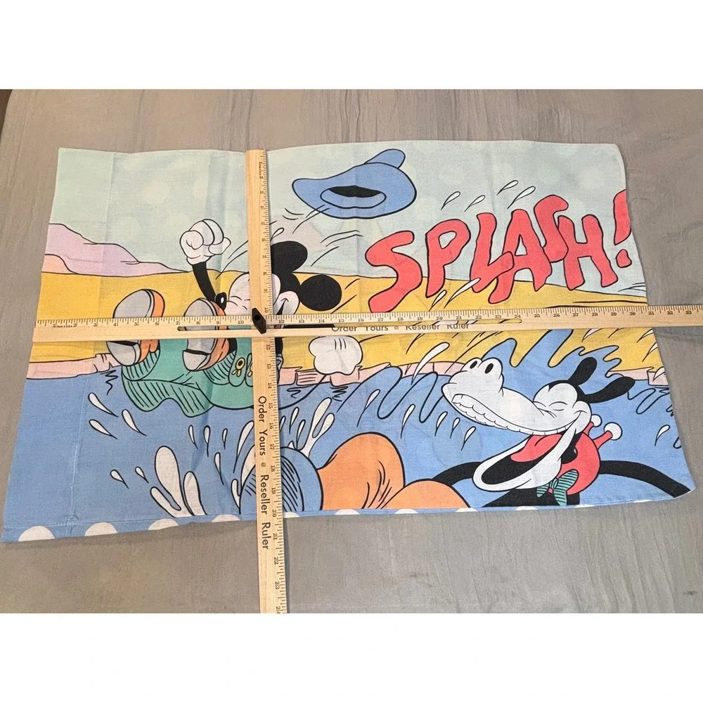 Vtg Disney Mickey Mouse Horace Horsecollar Splash Cowboy Pillowcase double sided